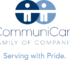 Communicare Logo of Two People over Silhouette